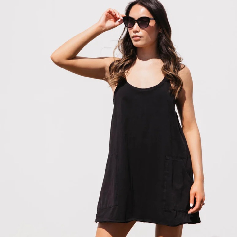 Distressed Black Newin Knit Mini Romper Dress size L